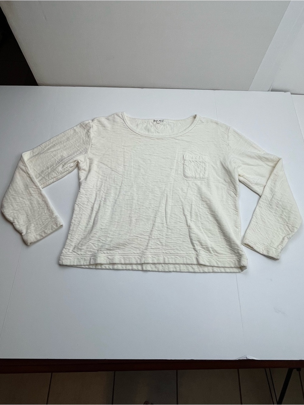 Alex Mill 100% Cotton Cream Long Sleeve Top Pocket Womens Size Large Minimalist - Picture 1 of 10